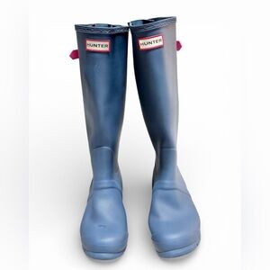 Hunter Navy Tall Rain Boots with Pink Tabs Womens size 7